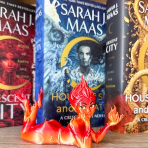Lehabah Figurine, Crescent City Inspired Fire Sprite, Bookish Bookshelf Decor, Fantasy Shelf Accessory, Sarah J. Maas Fan Gift,