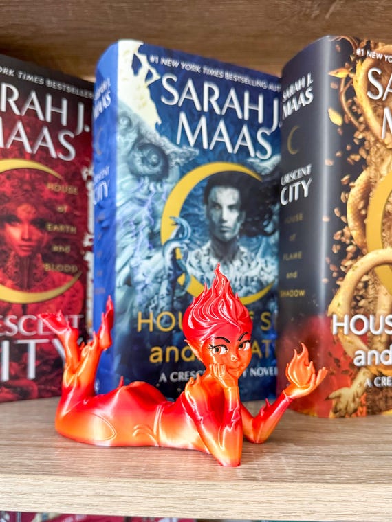 Lehabah Figurine, Crescent City Inspired Fire Sprite, Bookish Bookshelf Decor, Fantasy Shelf Accessory, Sarah J. Maas Fan Gift,