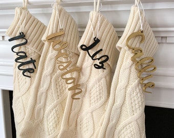 Stocking name tags, wood stocking tags, wood name tags, Christmas tags, wooden names for stockings, personalized Christmas decor, stockings