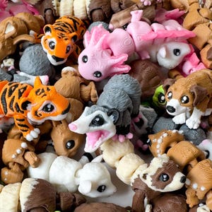 Mini Articulated Pocket Pets, Cute 3D Printed Fidget Toys, Poseable Animal Keychains, Kawaii Creature Gifts, Miniature Desk Pets for Kids