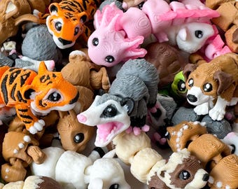 Miniaturas de bichinhos de bolso articulados, brinquedos antiestresse fofos impressos em 3D, chaveiros de animais articuláveis, presentes de criaturas kawaii, miniaturas de bichinhos de mesa para crianças.