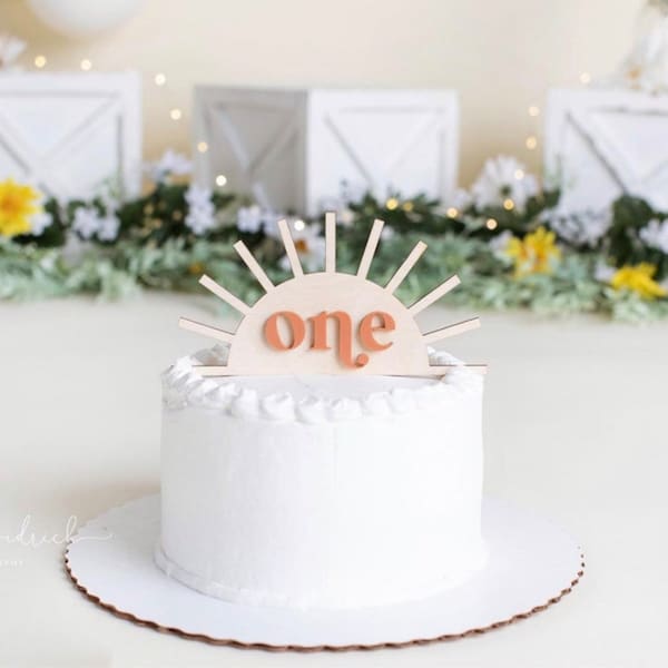 Boho Baby Cake Topper, Sun Cake Topper, Primer cumpleaños Cake Topper, Smash Cake Topper, primer viaje alrededor del pastel de sol, boho 1er cumpleaños
