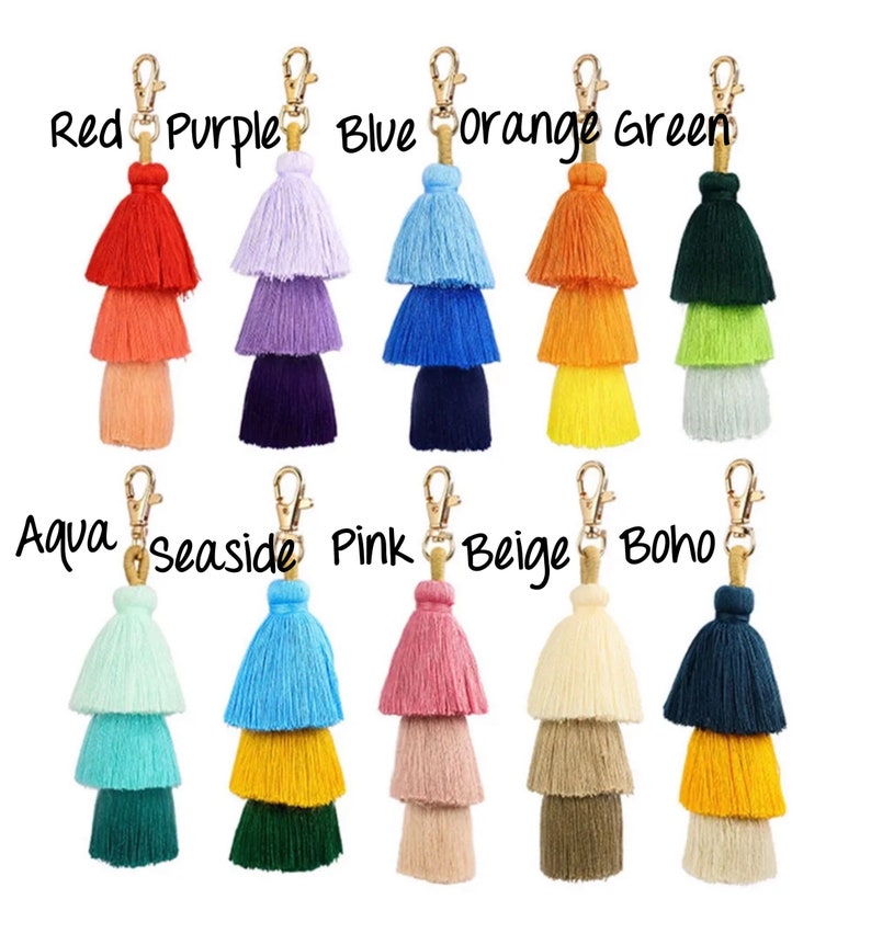 Bogg Bag Name Keychain, personalized bag charm, beach tote name tag, Bogg bag accessory, Bogg bag tassel, backpack name tag, diaper bag tags image 4