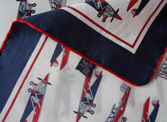 Spirit of St. Louis Plane Motif Aviation Silk Scarf M… - Gem