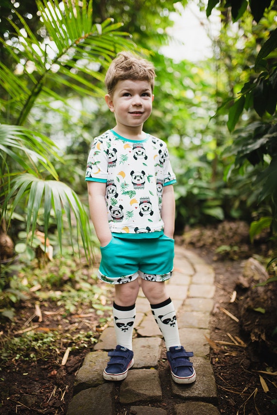 Cute Toddler Boy Outfit Panda Shirt Summer Boy Clothes Etsy