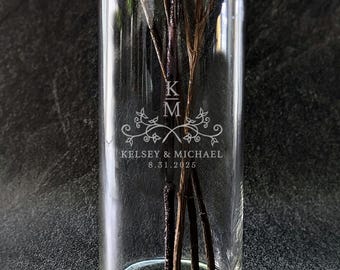 Engraved Glass Wedding Vase - Personalized Anniversary Gift