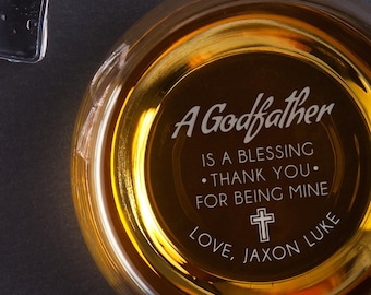 Personalized Godfather Gift: Engraved Rocks Whiskey Glass