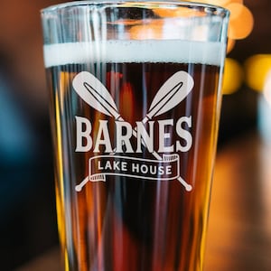 Lake House Pint Glass - Personalized Lake House Gifts - Housewarming Gift