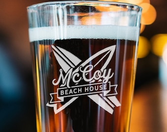 Beach House Pint Glass - Personalized Beach House Gifts - Housewarming Gift