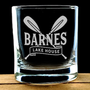 Lake House Rocks Glass - Personalized Lake House Gifts - Etched Whiskey Tumbler - Housewarming Gift