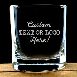 Custom Whiskey Rocks Glass - Design Your Own - Etched Bourbon Scotch Glass - Gifts for Him