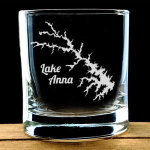 Engraved Lake Anna Whiskey Glass - Virginia Lake Map Gift