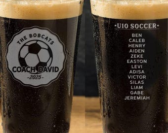 Soccer coach gift - Engraved pint glass