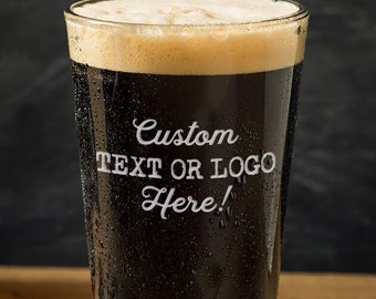 Custom Beer Glass - Engraved Pint Glass - Design Your Own - Beer Lover Gift - Custom Logo Glass