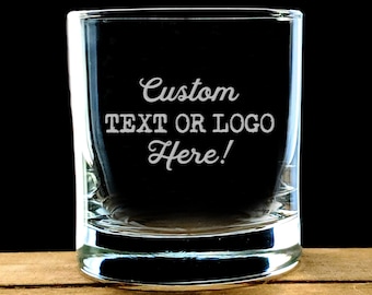 Custom Whiskey Rocks Glass - Design Your Own - Etched Bourbon Scotch Glass - Gifts for Him