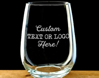 Custom Stemless Wine Glass - Engraved Wine Glass - Design Your Own - Wine Lover Gift