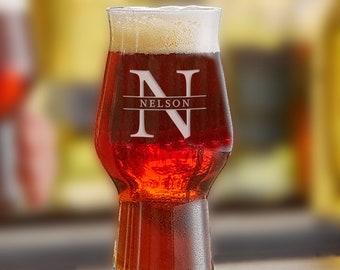 Hand Engraved Personalized Craft Beer Glass - IPA Glass