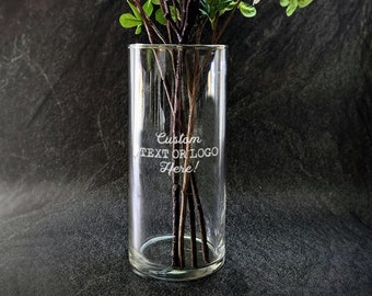 Custom Engraved 7.5" Cylinder Vase - Personalized Flower Vase - Design Your Own - Valentines vase