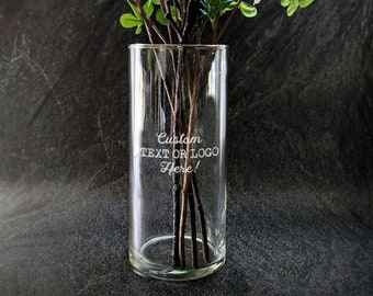 Custom Engraved 7.5" Cylinder Vase - Personalized Flower Vase - Design Your Own - Gift for Mom