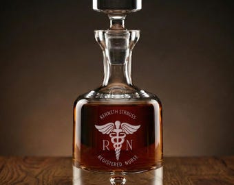 Personalized Crystal Decanter for Nurse  - Nursing Graduation Gift - Engraved
