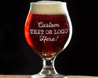 Custom Beer Tulip Glass - Engraved Belgian Beer Glass - Design Your Own - Craft Beer Gift - Dad Gift