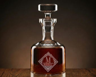 Personalized Crystal Whiskey Decanter - Engraved Monogram