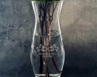 Engraved Glass Wedding Vase - Personalized Anniversary Gift