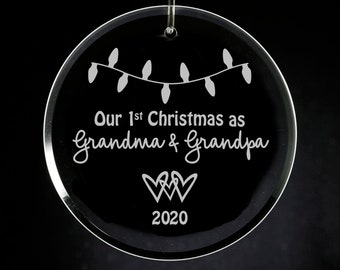 perfect first time Christmas pregnancy announcement idea MRA-027 first Christmas as Grandma and Grandpa Grandparent Christmas ornament