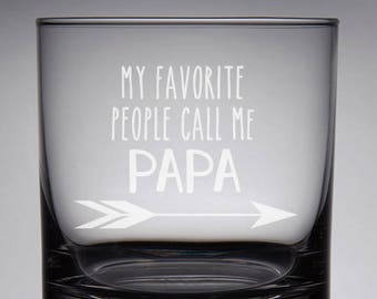 Papa Whiskey Glass, Father's Day Gift, Engraved Whiskey Glass, Sandblasted Glass, Gift for Papa, Etched Bourbon Lowball, Papa Bourbon, Rocks