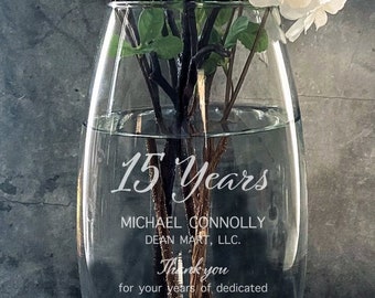 Retirement gift 10" Vase - Personalized Flower Vase - employee appreciation gift