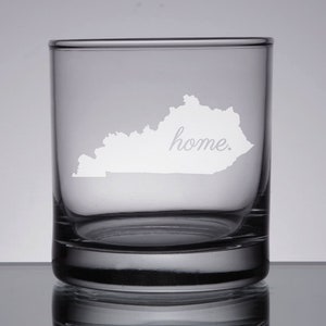 Kentucky Rocks Glass, Kentucky Home, Etched Whiskey Glass