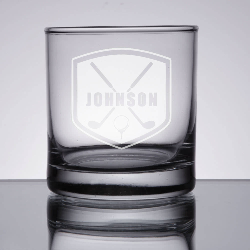 Golf Whiskey Glass Etched Rocks Glass Golfer Gift Etsy