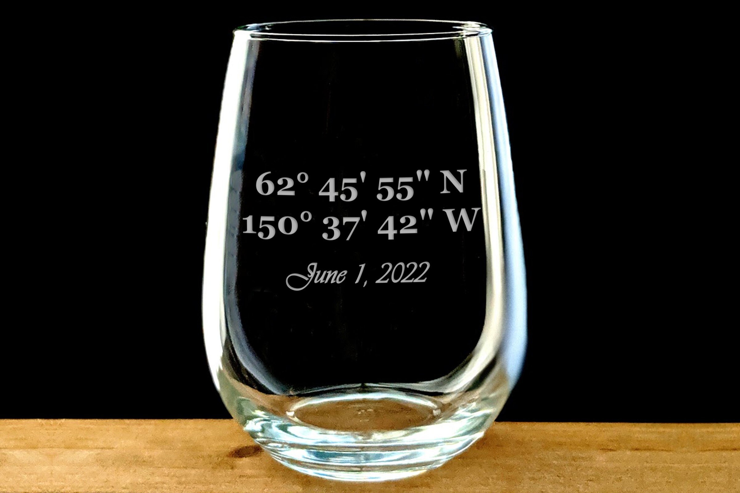 Coordinates Wine Glass, Wedding Gift, Engraved Wine, GPS