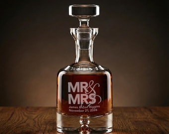 Personalized Crystal Whiskey Decanter - Wedding Gift Set - Engraved
