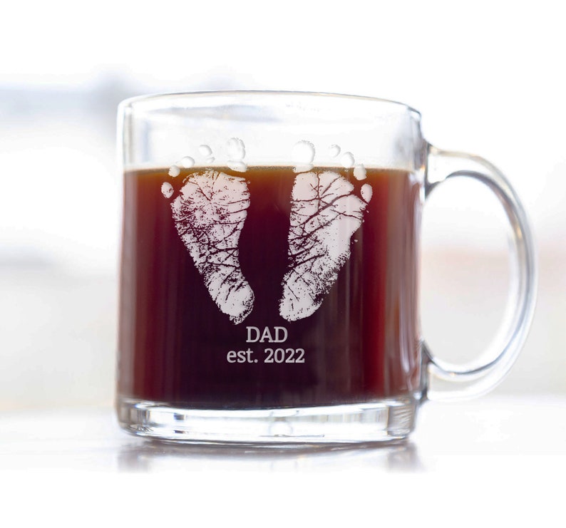 Engraved Baby Footprints Glass, Father's Day Gift, Handprint Whiskey Glass, Wine Glass, Pint Glass, Coffee Mug Coffee Mug