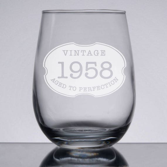Aged to Perfection Stemless Wine Glass Etched Wine Glass Etsy