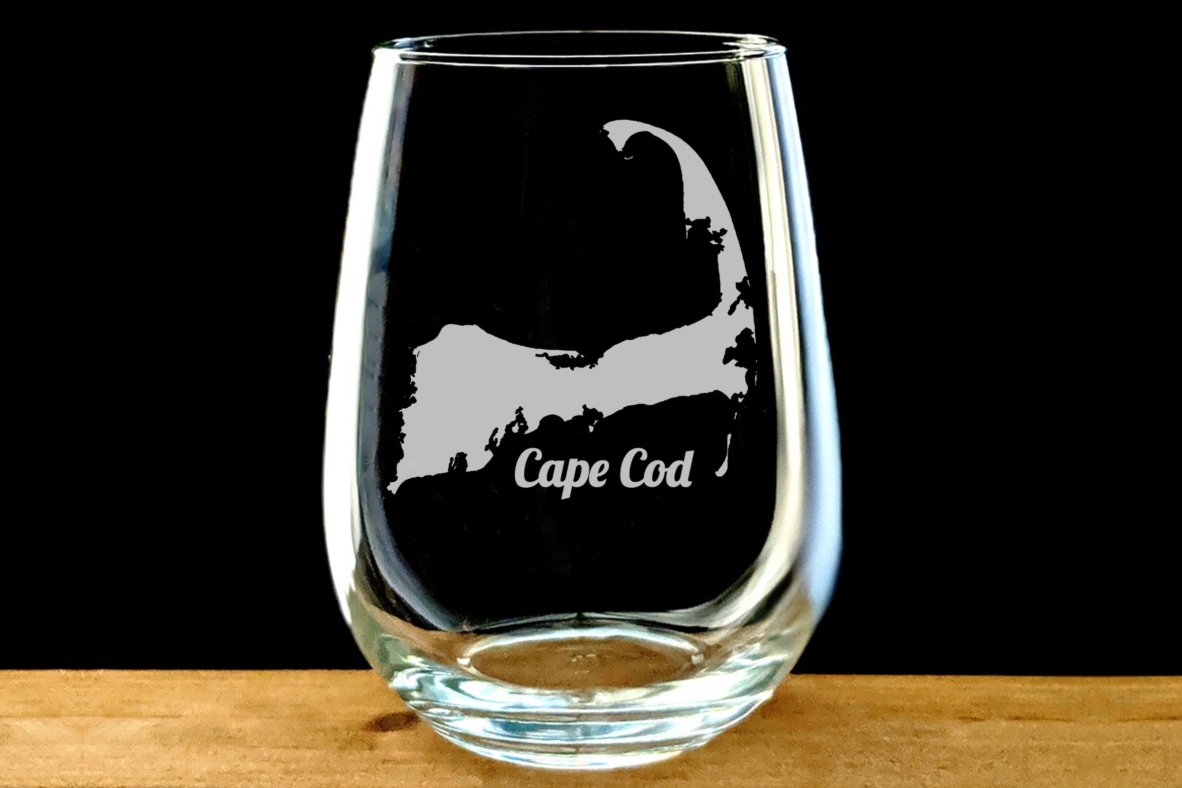 Cape Cod Stemless Wine Glass Cape Cod Map Glass Cape Cod Etsy