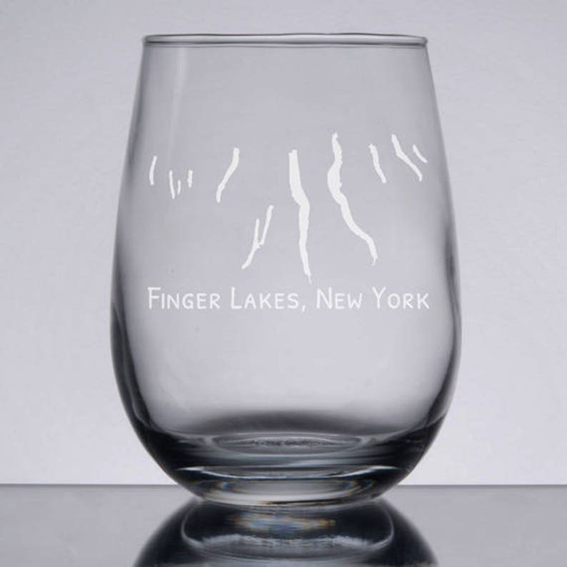 Finger Lakes Wine Glass Customizable Sandblasted Glass Etsy