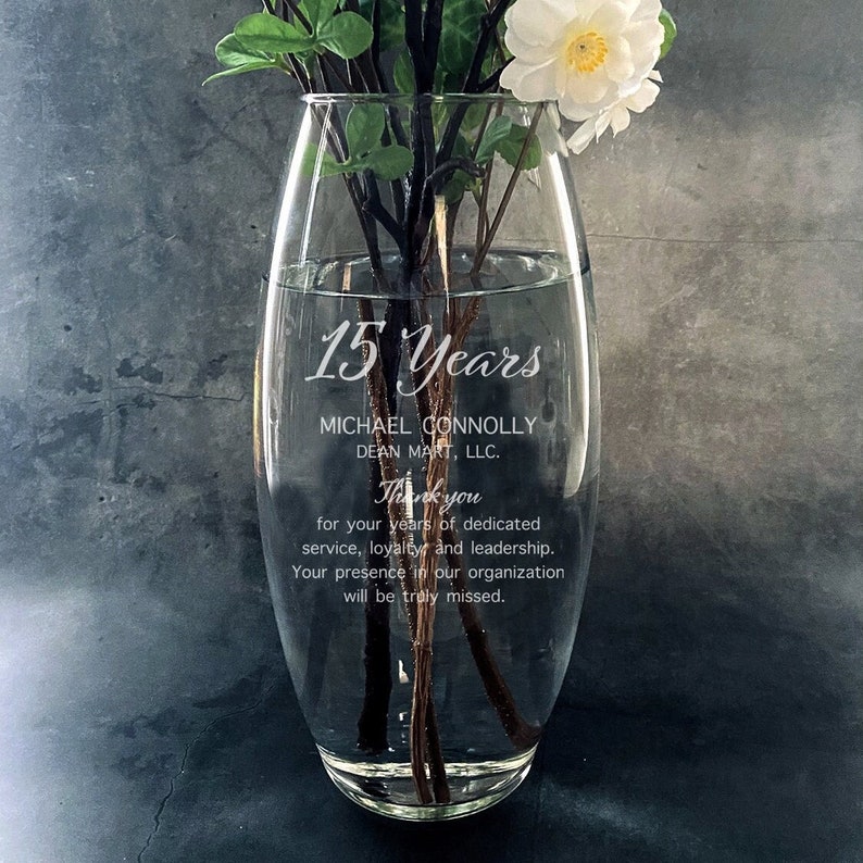 Retirement gift 10 Vase Personalized Flower Vase employee appreciation gift image 1