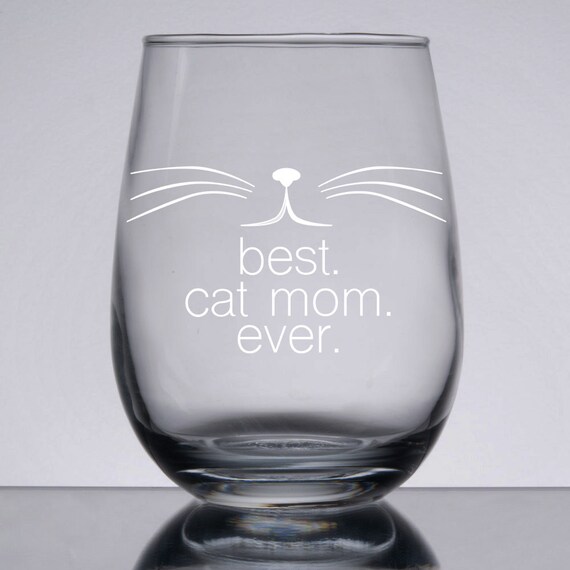 best cat mom ever wine glass
