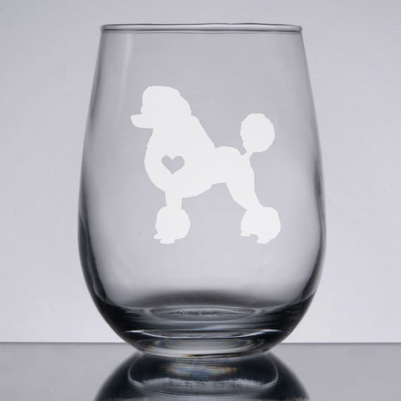 Poodle dog gift wine glasses