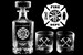 Firefighter Maltese Cross Engraved Whiskey Decanter Set With Crossed Axe Glasses, Fireman Gift, Home Bar, Gifts for Firefighters 