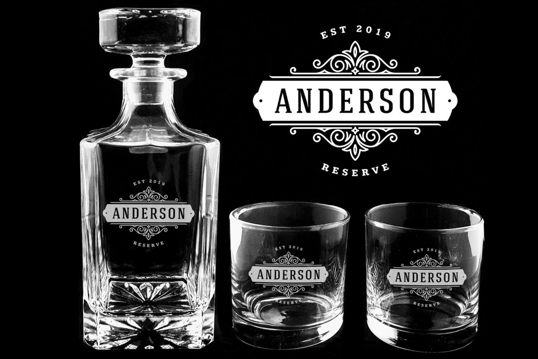 Custom Decanter Set Engraved Decanter and Rocks Glasses Personalized ...