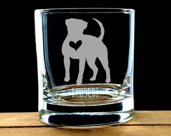 Pit Bull Whiskey Glass, Pitbull Rocks Glass, Engraved Pit Bull, American Staffordshire Terrier Dog Owner Gift, Personalized Dog Glass