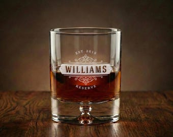 Engraved Crystal Whiskey Glass 11.5 oz - Personalized Crystal Barware