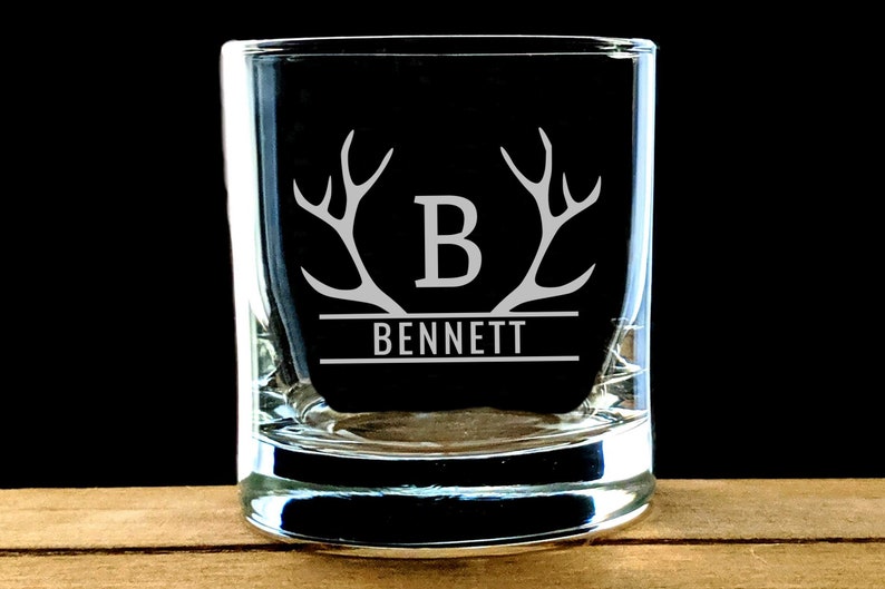 Antlers Engraved Whiskey Glasses Wedding Party Groomsmen Etsy