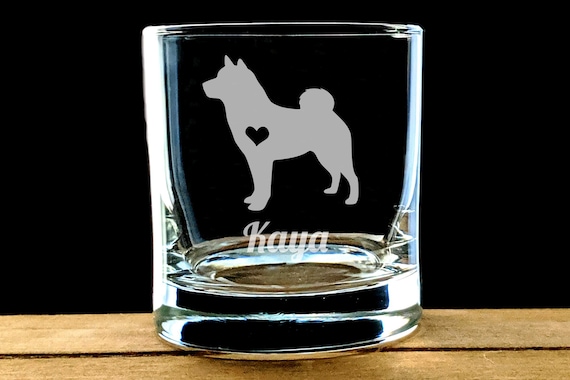 Shiba Inu Whiskey Glass Etched Rocks Glass Custom Dog Glass Dog Lovers Personalized Pet Gift Love My Shiba Inu Akita Bourbon Glass