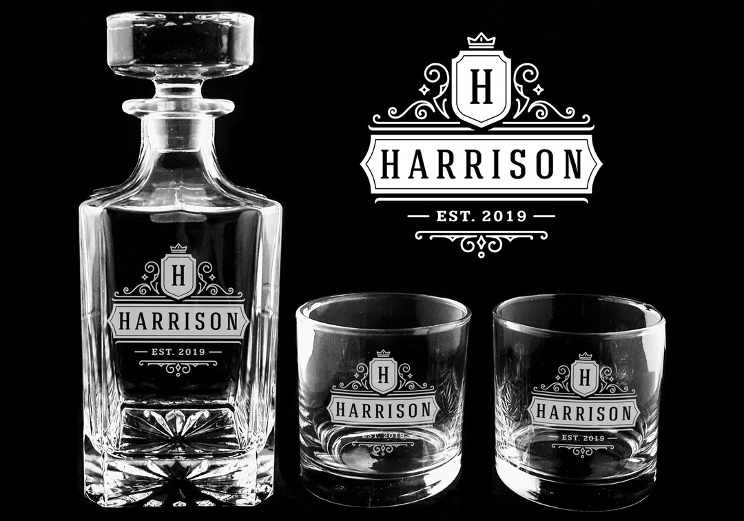 Decanter and Whiskey Glasses Set, Engraved Liquor Decanter, Perfect Wedding Gift, Unique Gifts ...