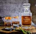 Hand Engraved Custom Whiskey Decanter Set: Personalized Corporate Gift