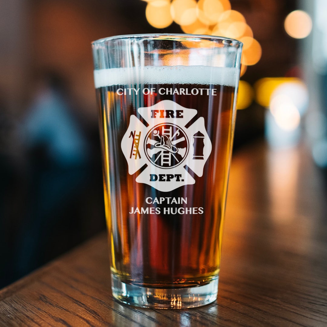 Firefighter Beer Glass, Fireman Gift, Engraved Pint Glass, First ...
